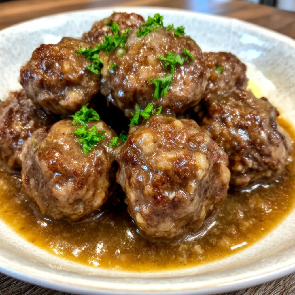 Slow Cooker Salisbury Steak Meatballs