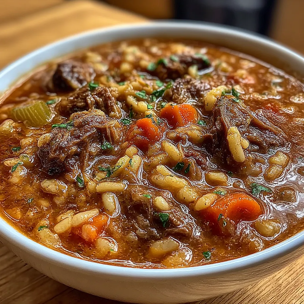 Thick Crockpot Beef And Barley Soup