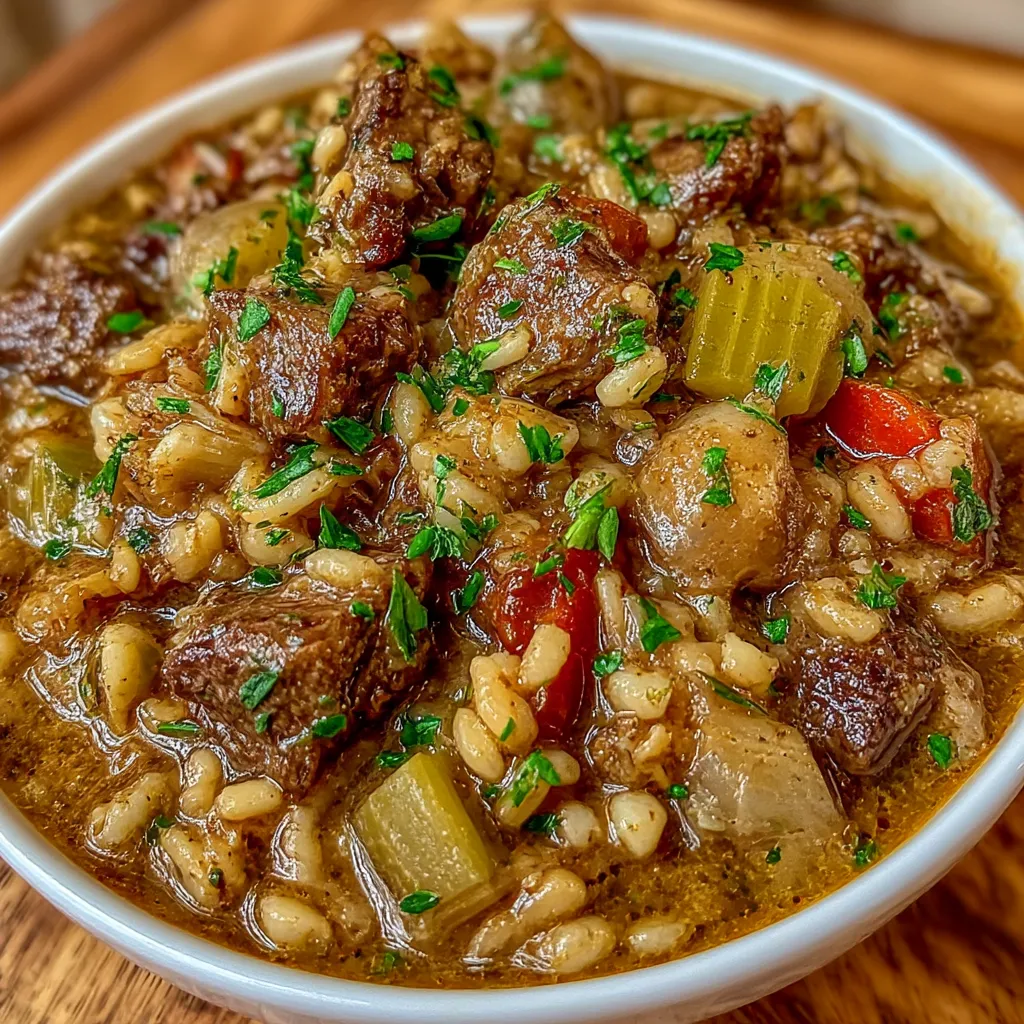 Thick Crockpot Beef And Barley Soup