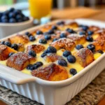 Blueberry Cream Cheese Croissant Casserole