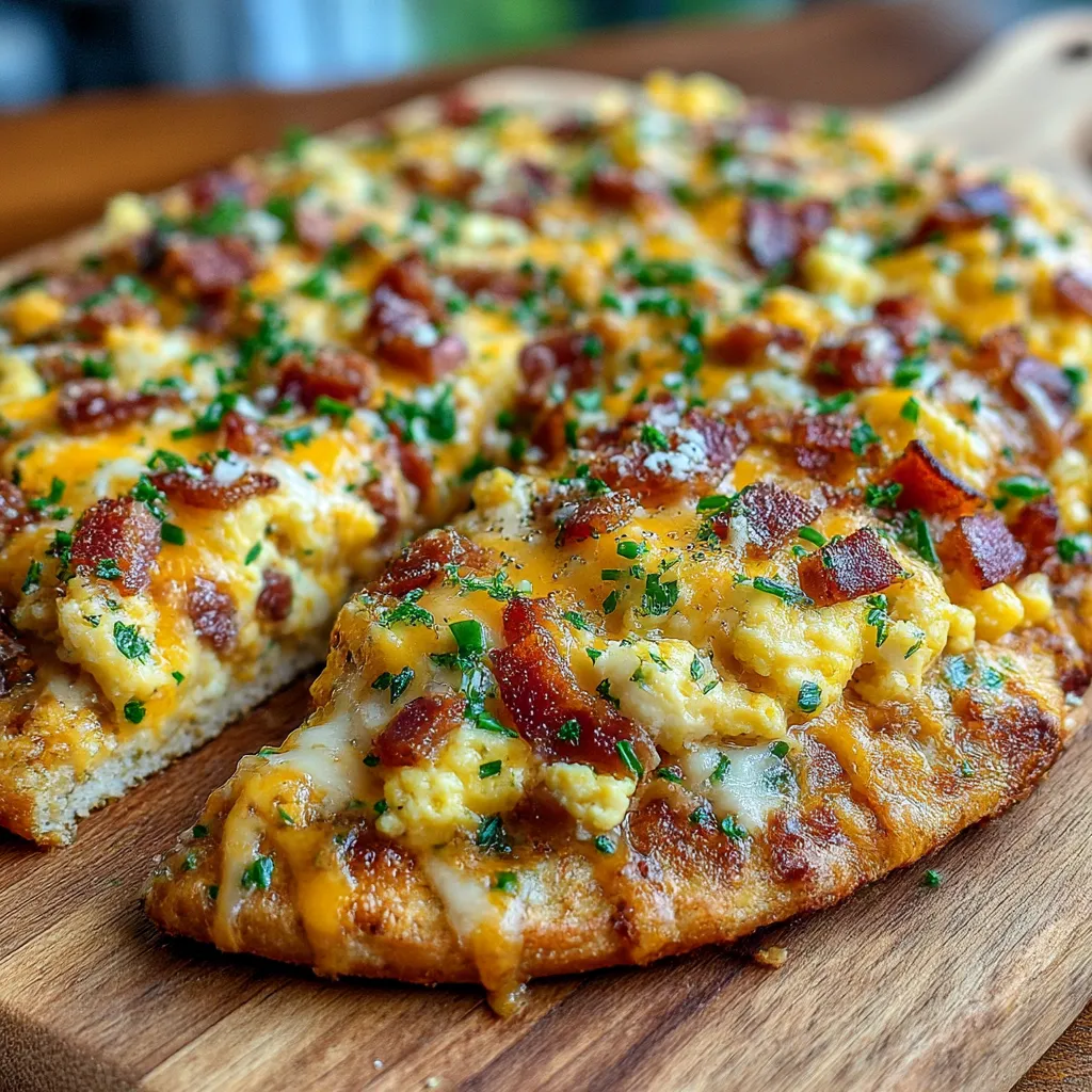 Breakfast Pizza with Scrambled Eggs and Bacon