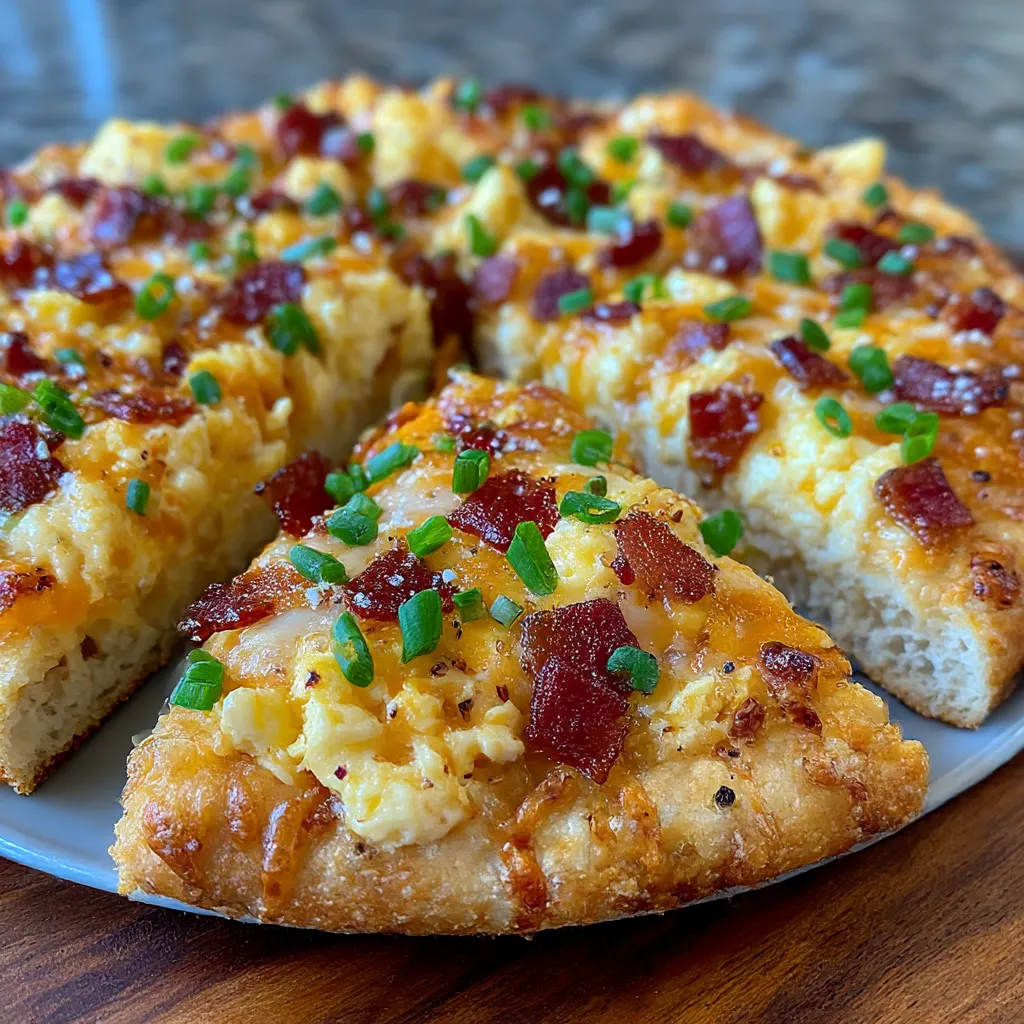 Breakfast Pizza with Scrambled Eggs and Bacon
