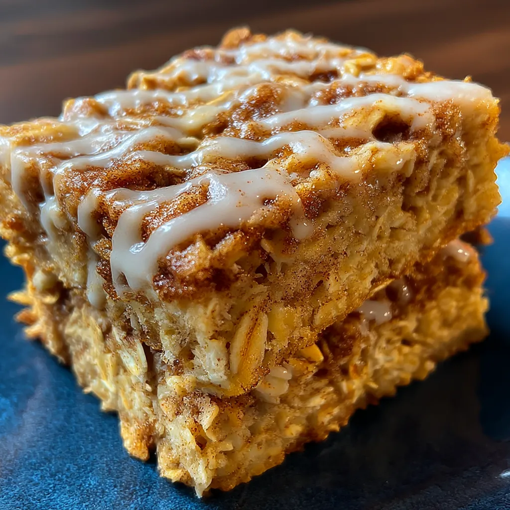 Cinnamon Roll Baked Oatmeal Squares