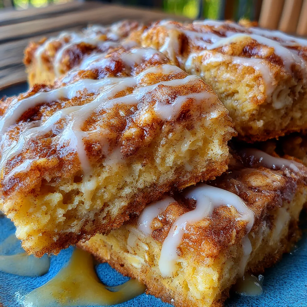 Cinnamon Roll Baked Oatmeal Squares