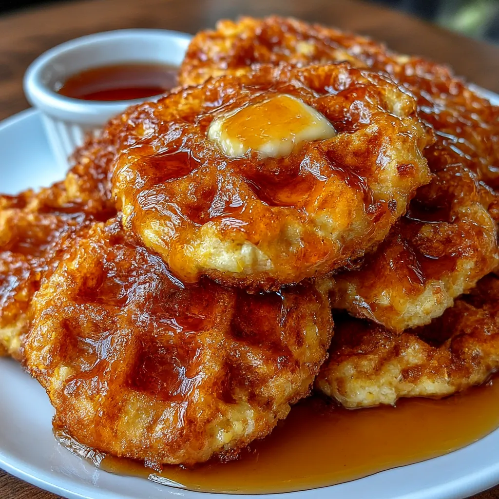Cornbread Waffle Bites with Honey Butter Syrup