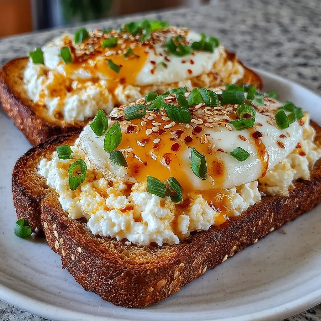 Cottage Cheese Egg and Sriracha Protein Toast
