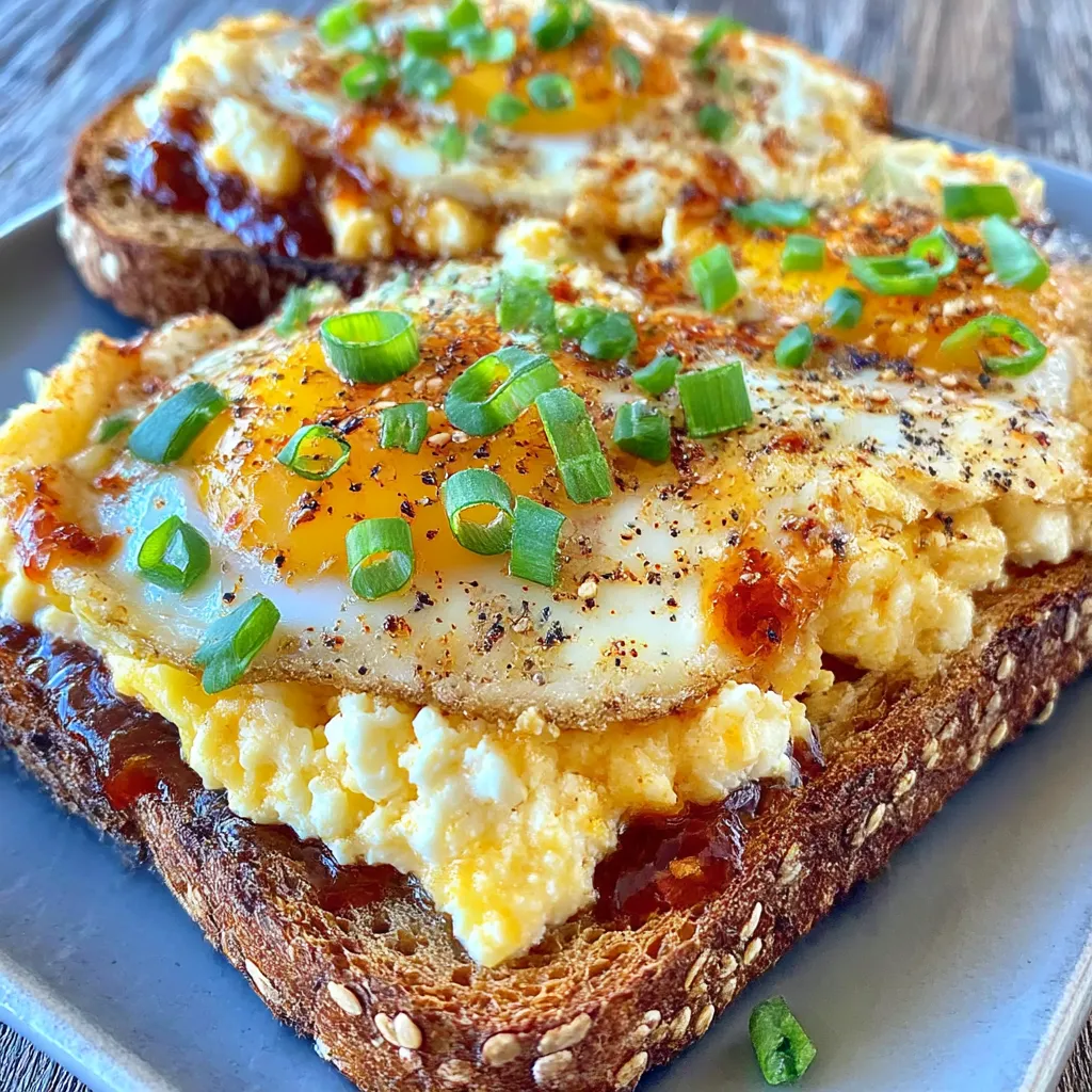 Cottage Cheese Egg and Sriracha Protein Toast