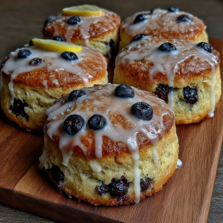 Flaky Blueberry Biscuits with Lemon Glaze