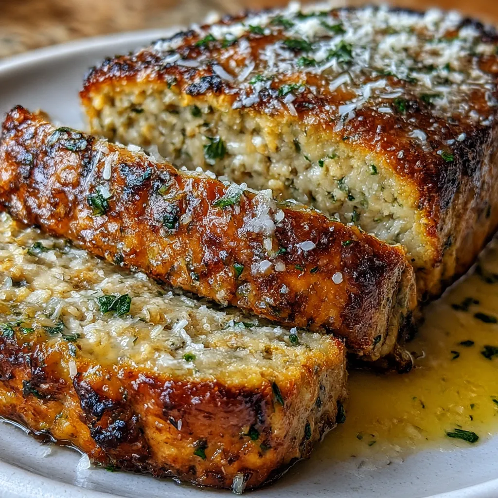 Juicy Garlic Parmesan Chicken Meatloaf