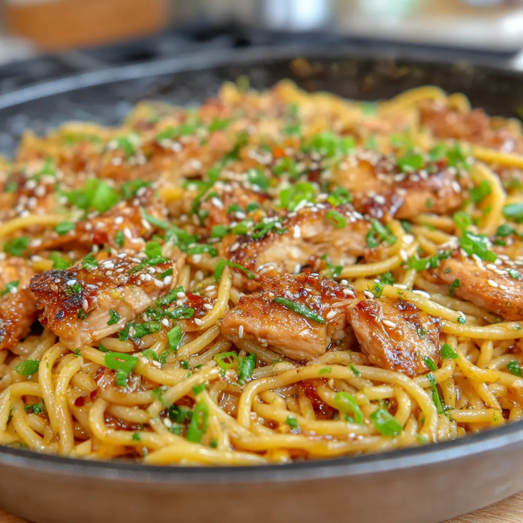 Sticky Garlic Chicken Noodles