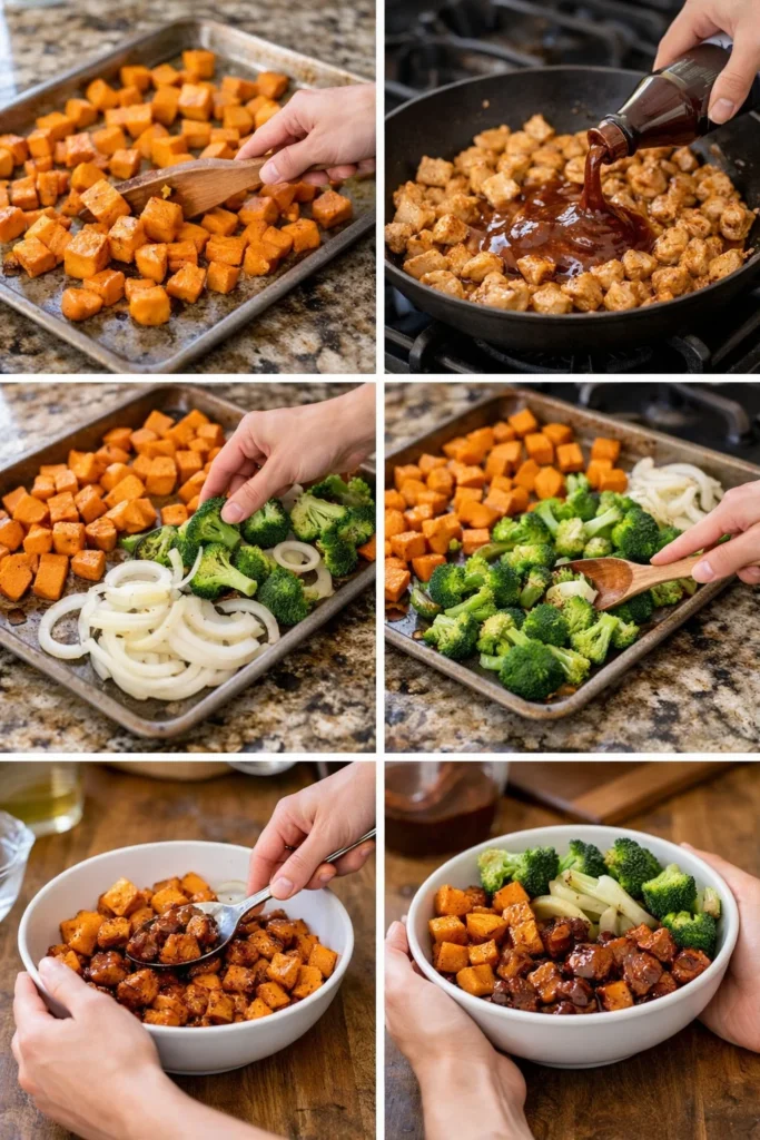 BBQ Chicken & Roasted Sweet Potato Bowls