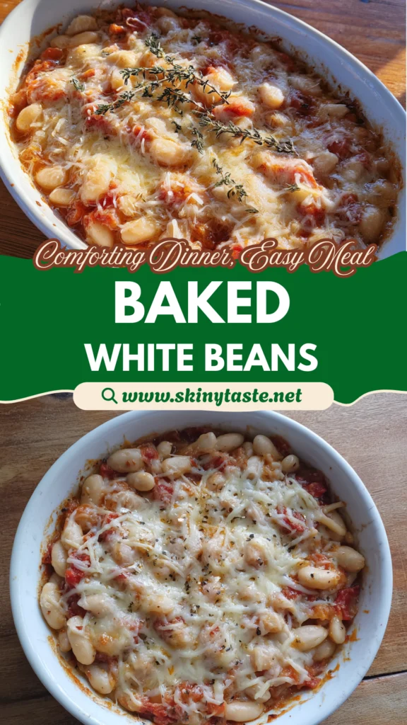 Hearty Baked White Beans with Tomato Sauce and Cheesy Topping