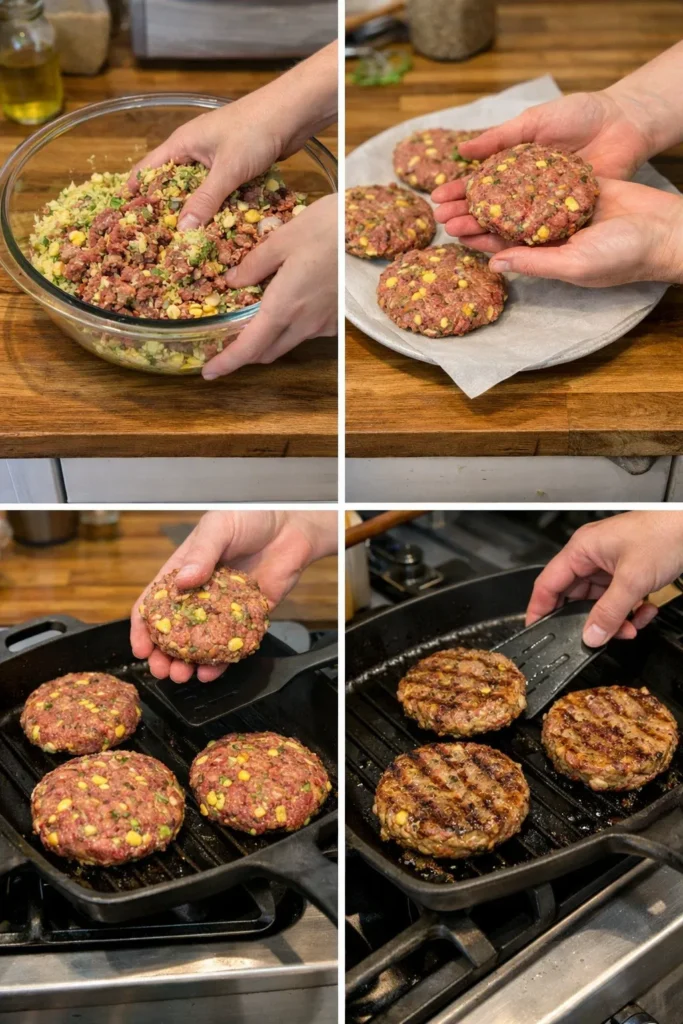 Beef Zucchini Corn Burgers
