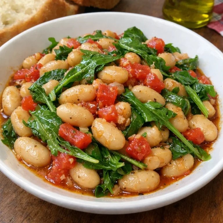 Braised White Beans with Garlic and Arugula
