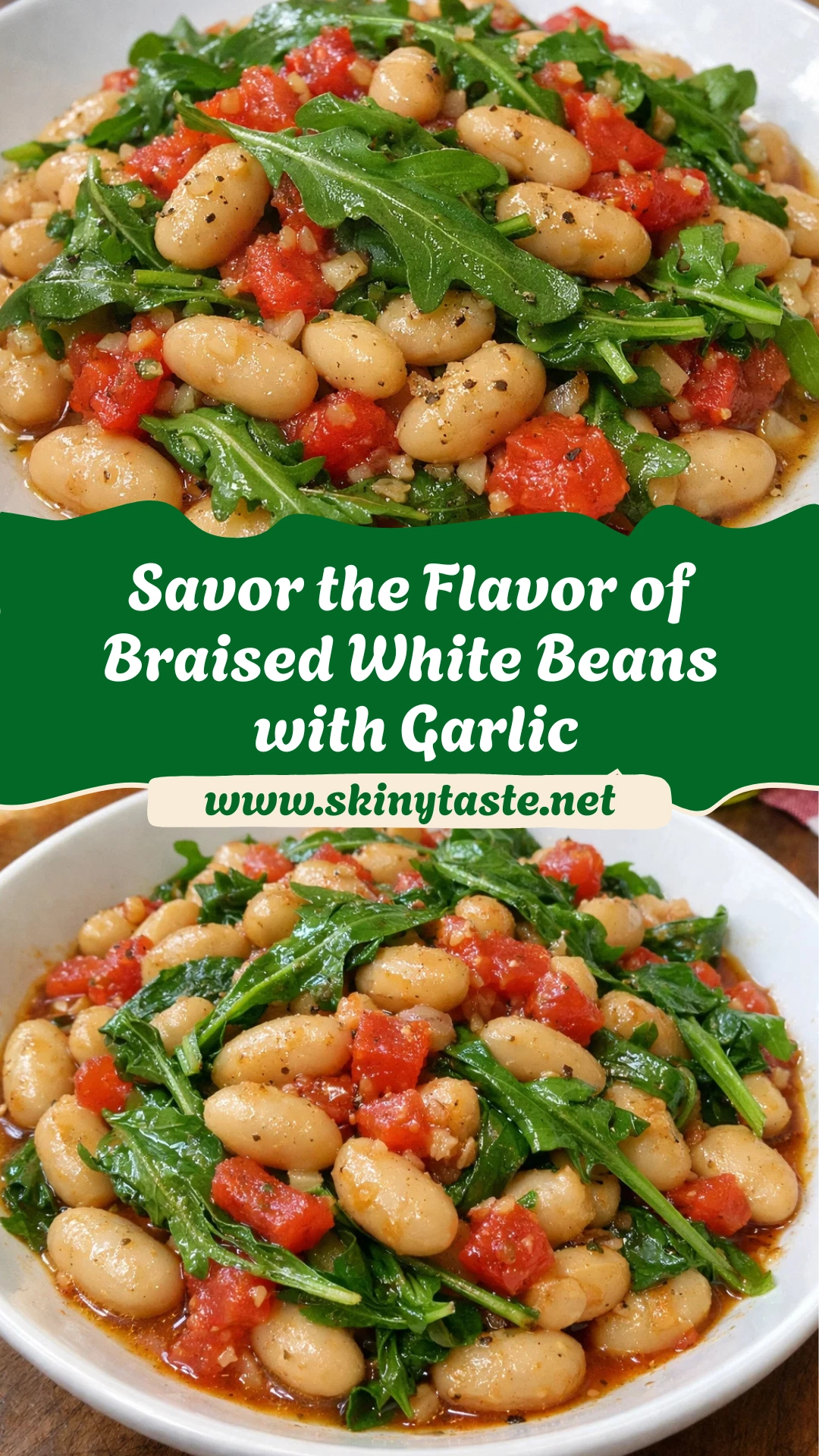 Braised White Beans with Garlic and Arugula