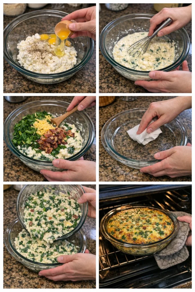 Cottage Cheese and Spinach Crustless Quiche