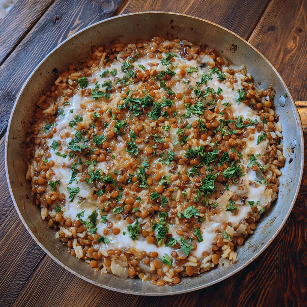 Creamy One-Pan Garlicky Lentil Rice