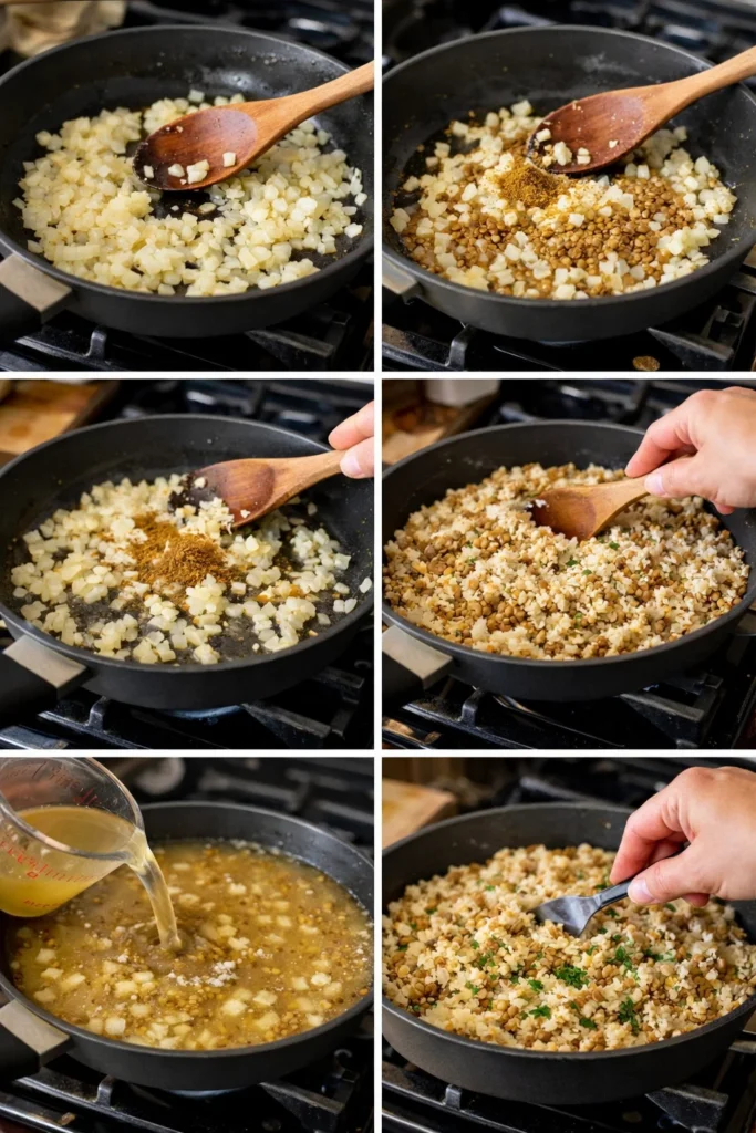 Creamy One-Pan Garlicky Lentil Rice