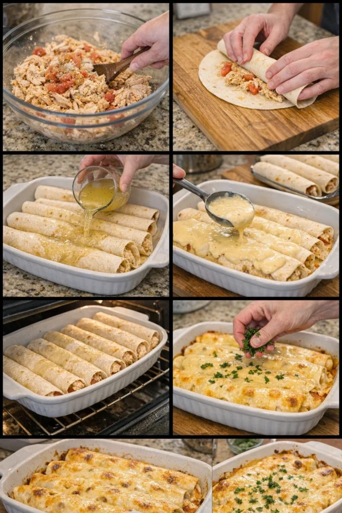 Creamy Queso Chicken Enchiladas