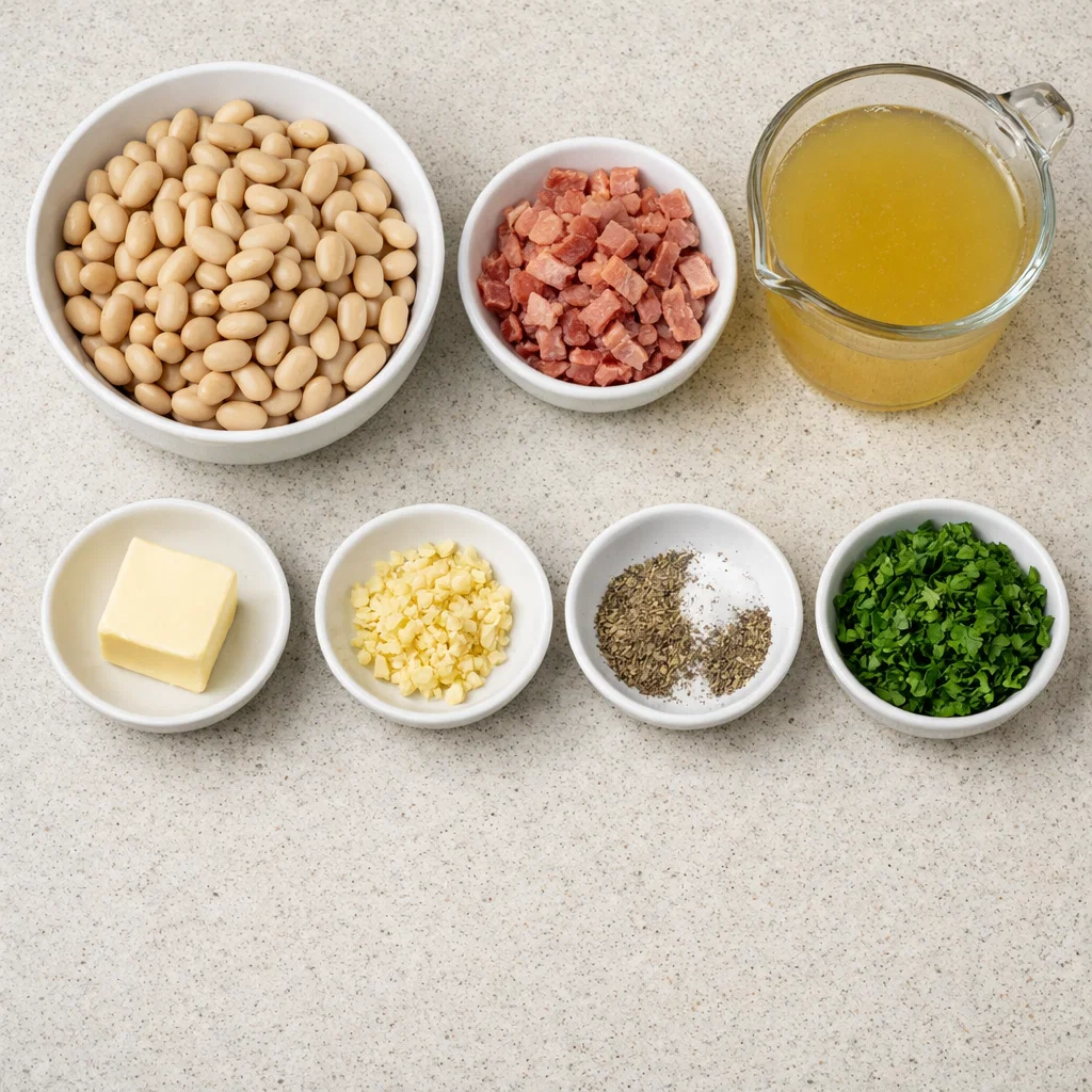 Creamy White Beans with Turkey Bacon