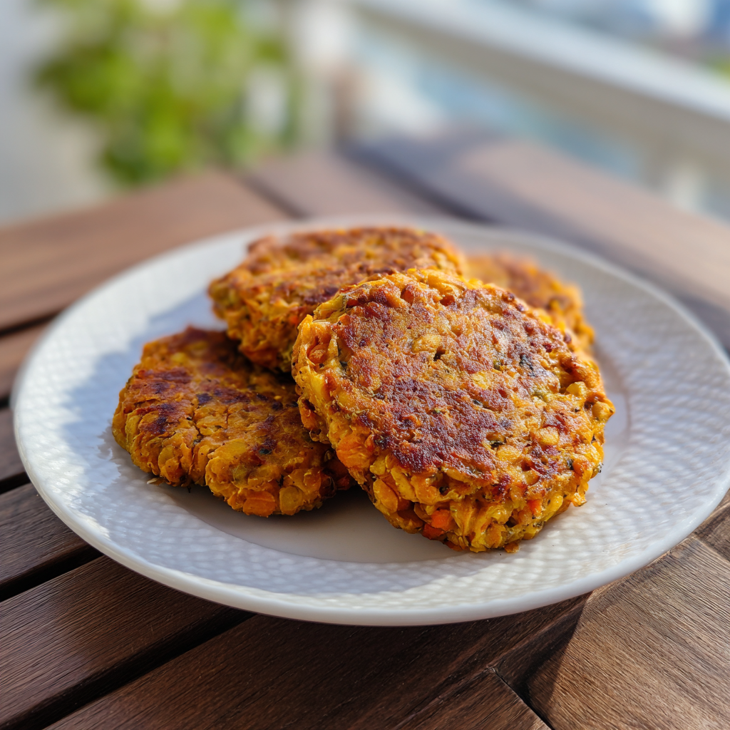 Crispy Sweet Potato and Red Lentil Patties