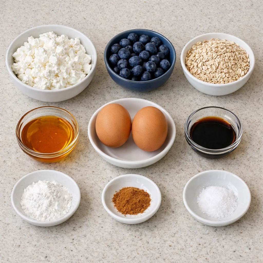 Fluffy Cottage Cheese Blueberry Bake