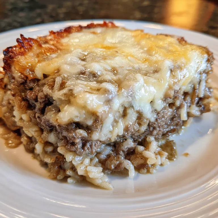 French Onion Ground Beef and Rice Casserole