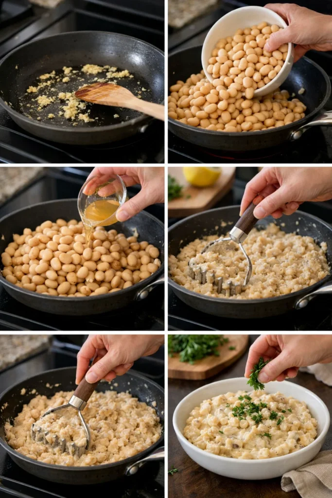 Garlic White Bean Mash: Easy Creamy Side Dish Recipe for 4 Servings 8 Garlic White Bean Mash