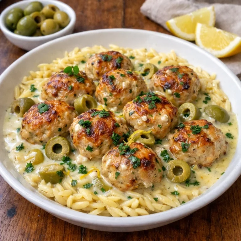 Greek Chicken Meatballs in Lemon Cream Sauce