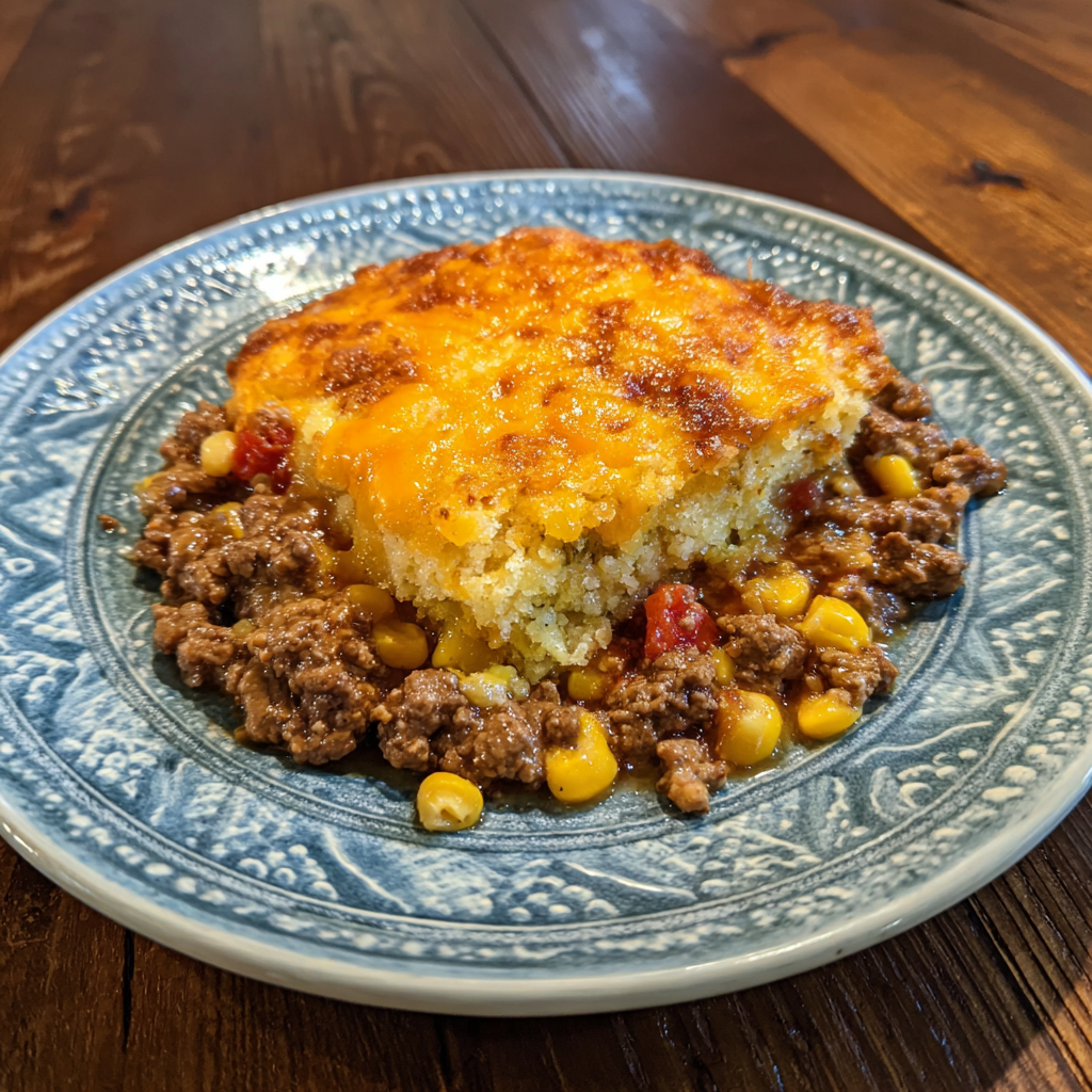 Ground Beef Jiffy Cornbread Casserole Delight