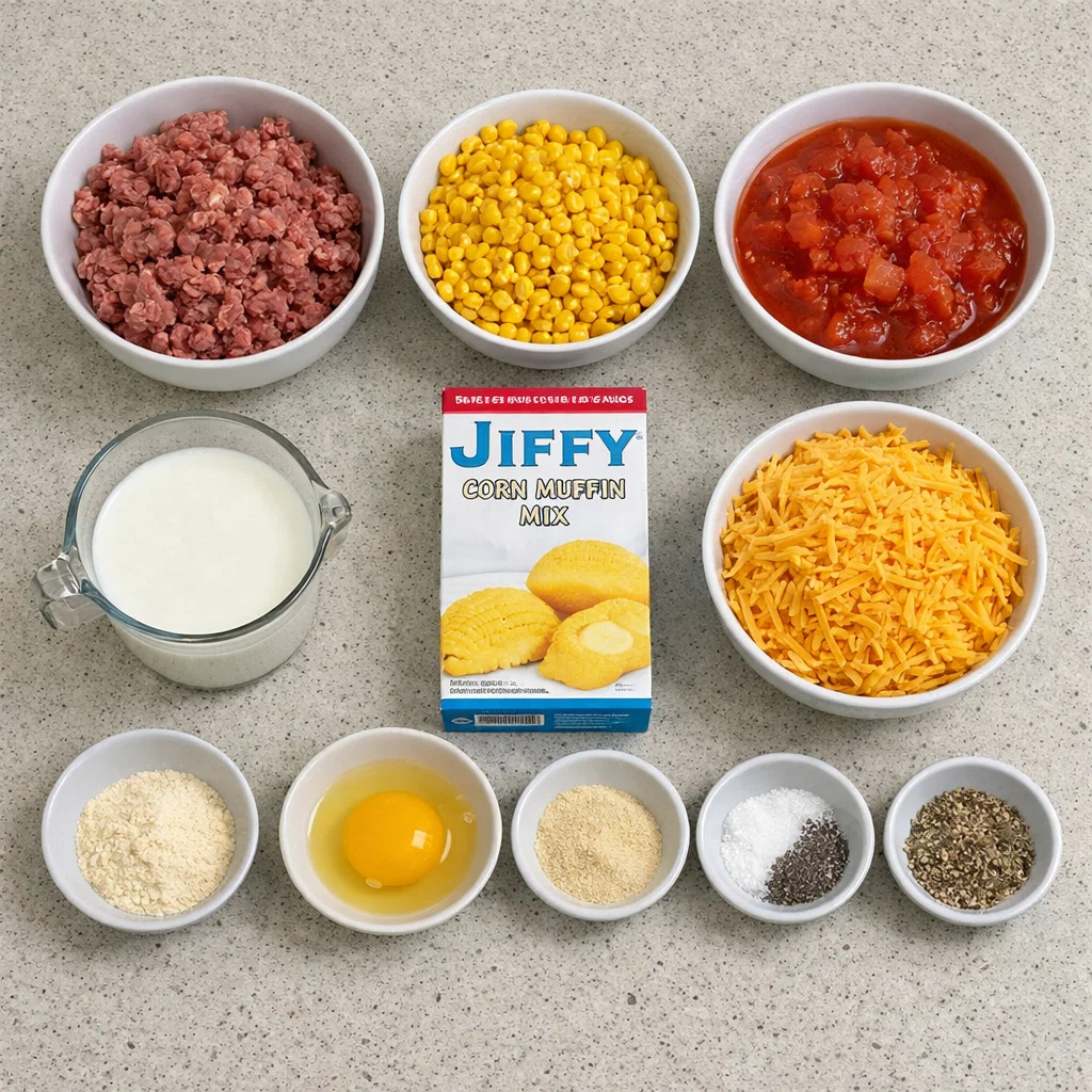 Ground Beef Jiffy Cornbread Casserole Delight