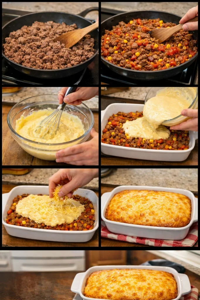Ground Beef Jiffy Cornbread Casserole Delight