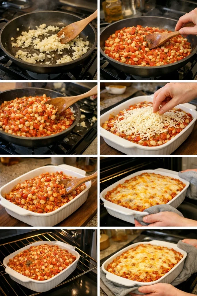Hearty Cheesy White Bean Tomato Bake