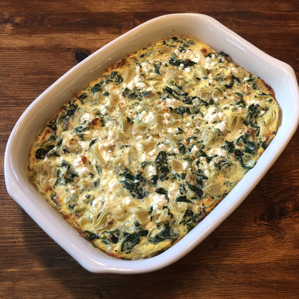 High Protein Spinach Artichoke Bake