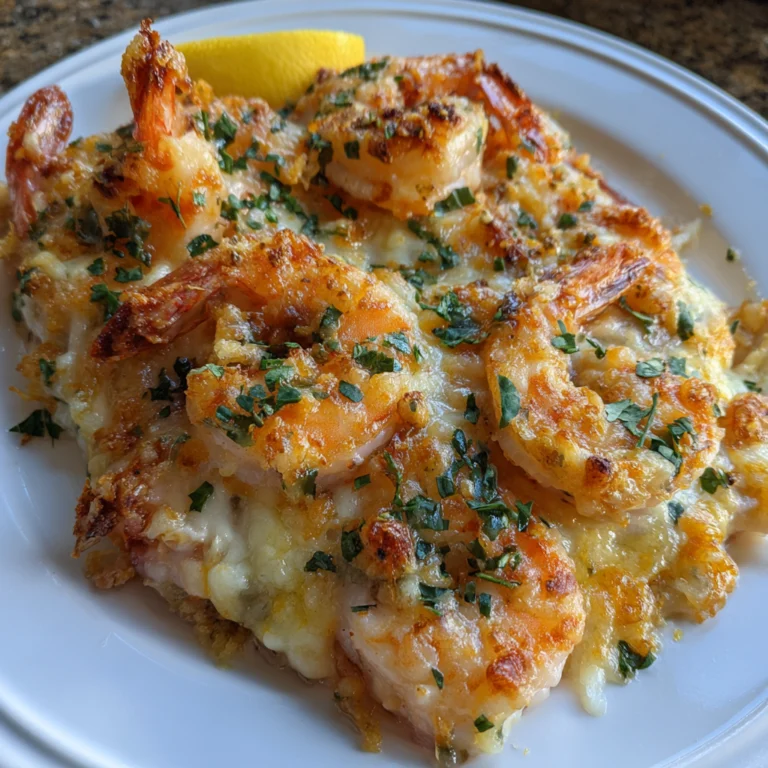 Keto Garlic Shrimp Au Gratin