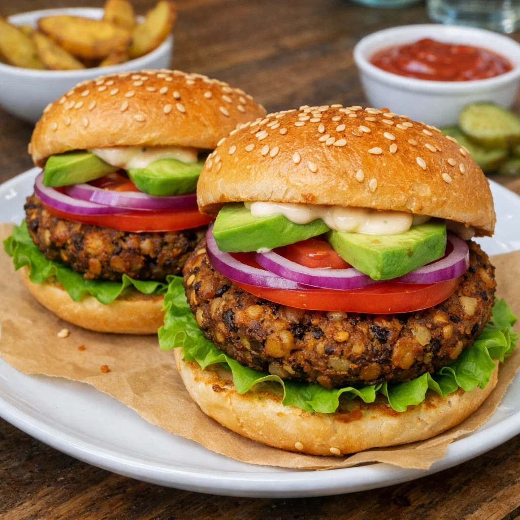 Lentil Walnut Veggie Burgers
