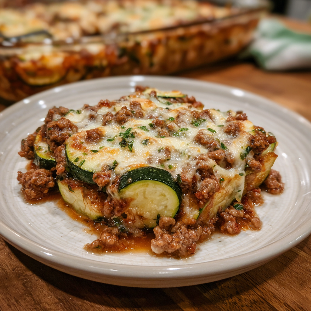 Low-Carb Ground Beef Zucchini Bake