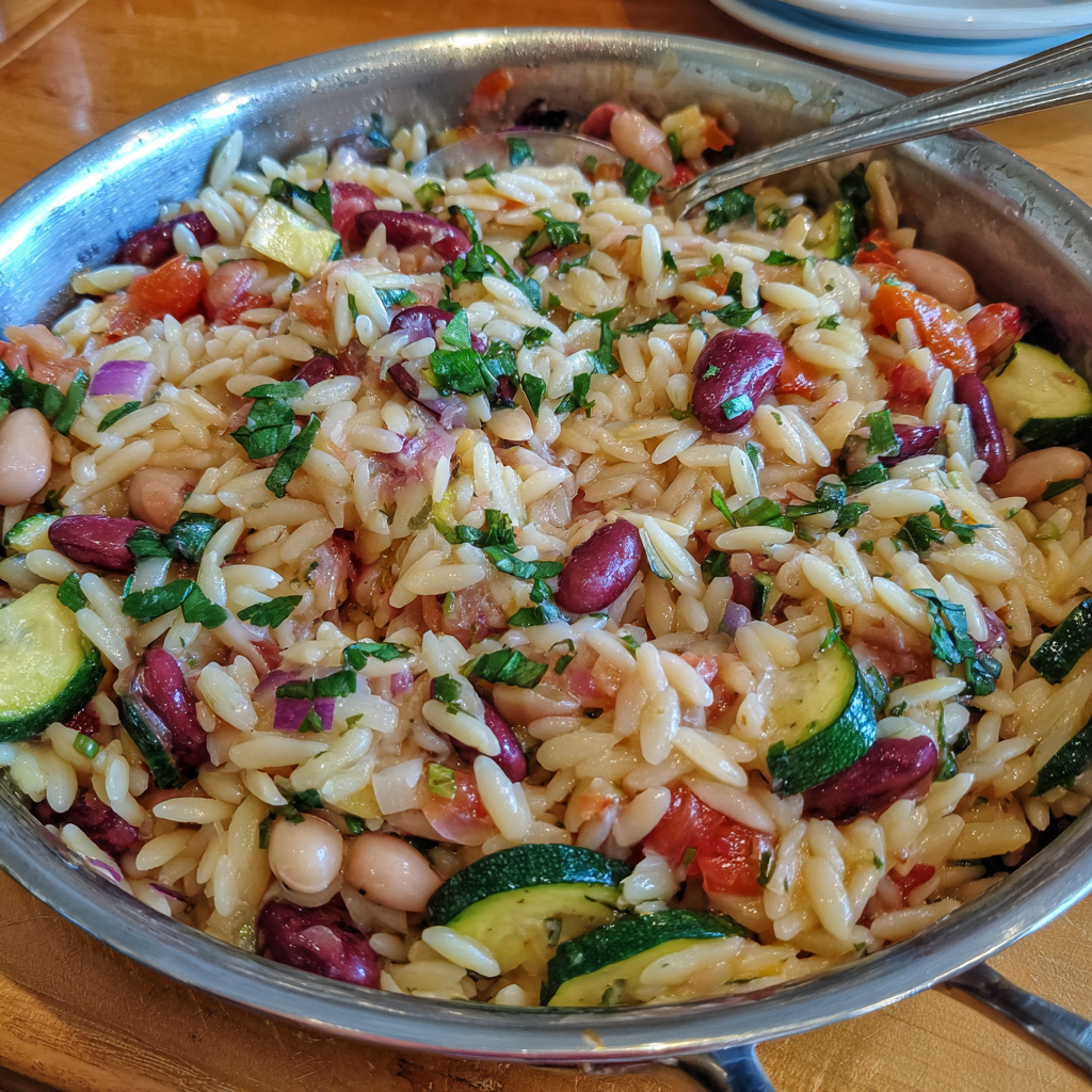 Mediterranean Orzo and Beans