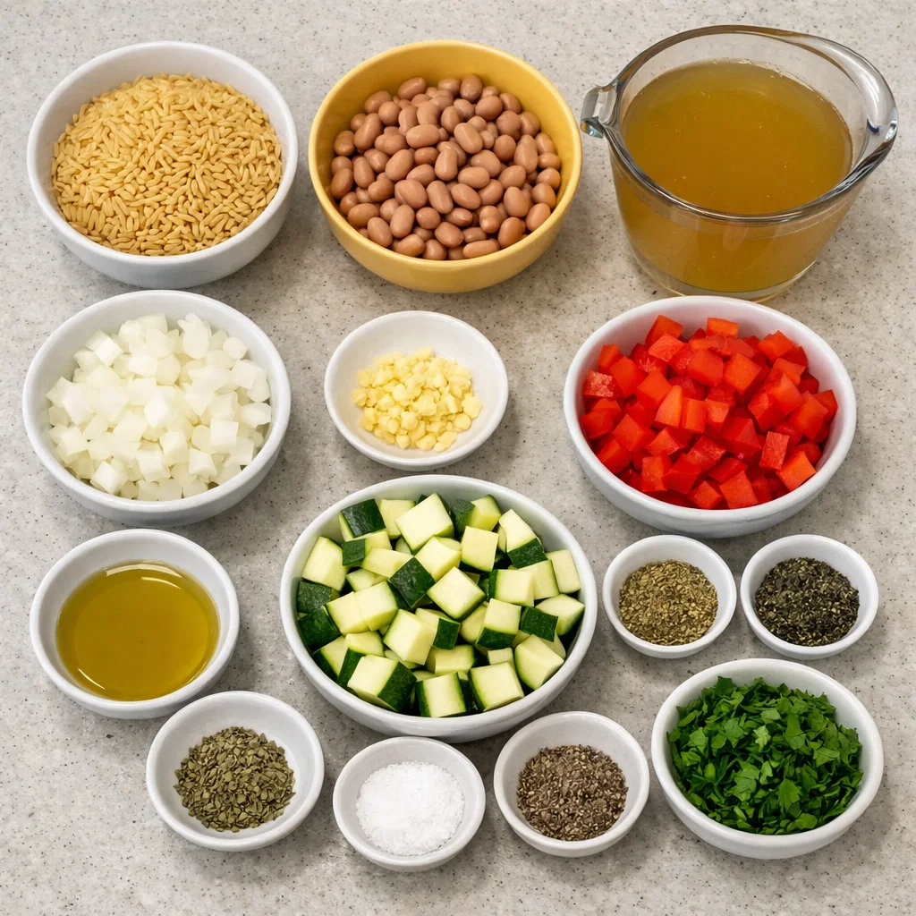 Mediterranean Orzo and Beans