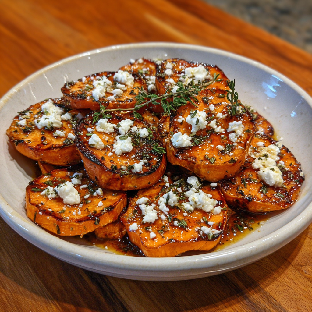 Roasted Sweet Potato Rounds with Honey & Feta – Easy Side Dish Rec 9 Roasted Sweet Potato Rounds with Honey & Feta