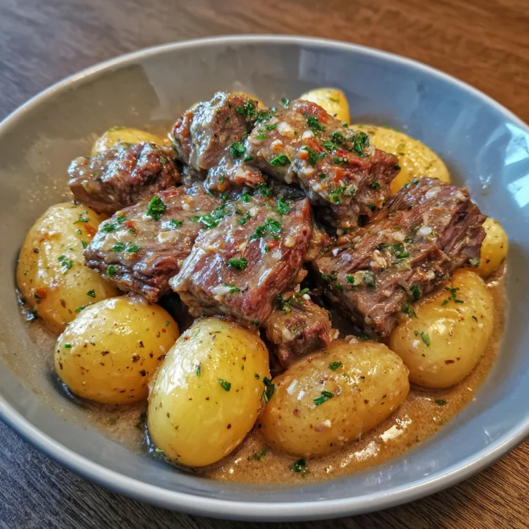 Slow Cooker Garlic Butter Beef with Potatoes