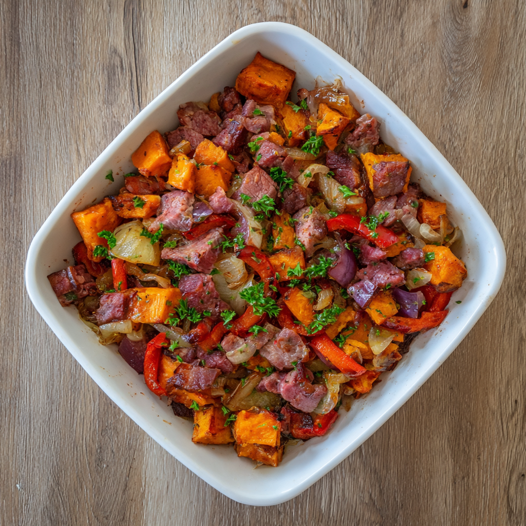 Smoked Beef Sweet Potato Bake