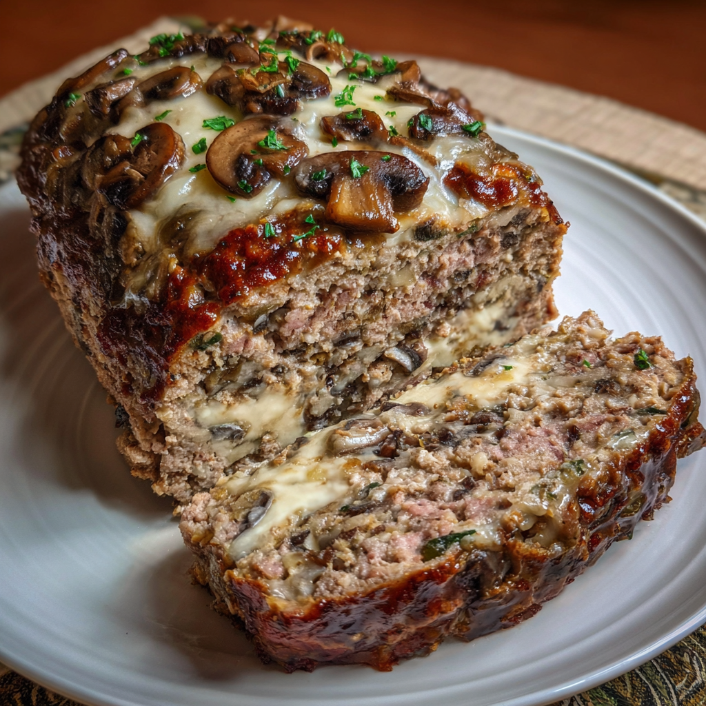 Swiss Smoked Beef Mushroom Meatloaf