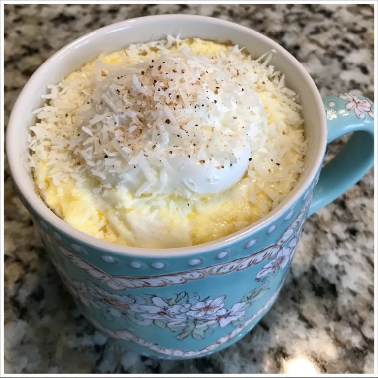 Vanilla Coconut Cottage Cheese Mug Cake