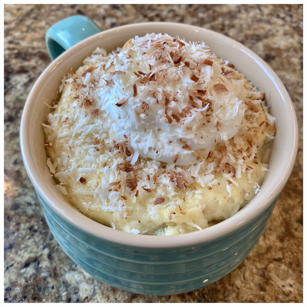 Vanilla Coconut Cottage Cheese Mug Cake