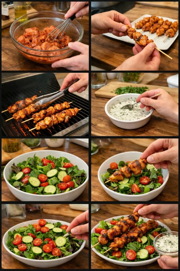 BBQ Chicken Skewer Salad