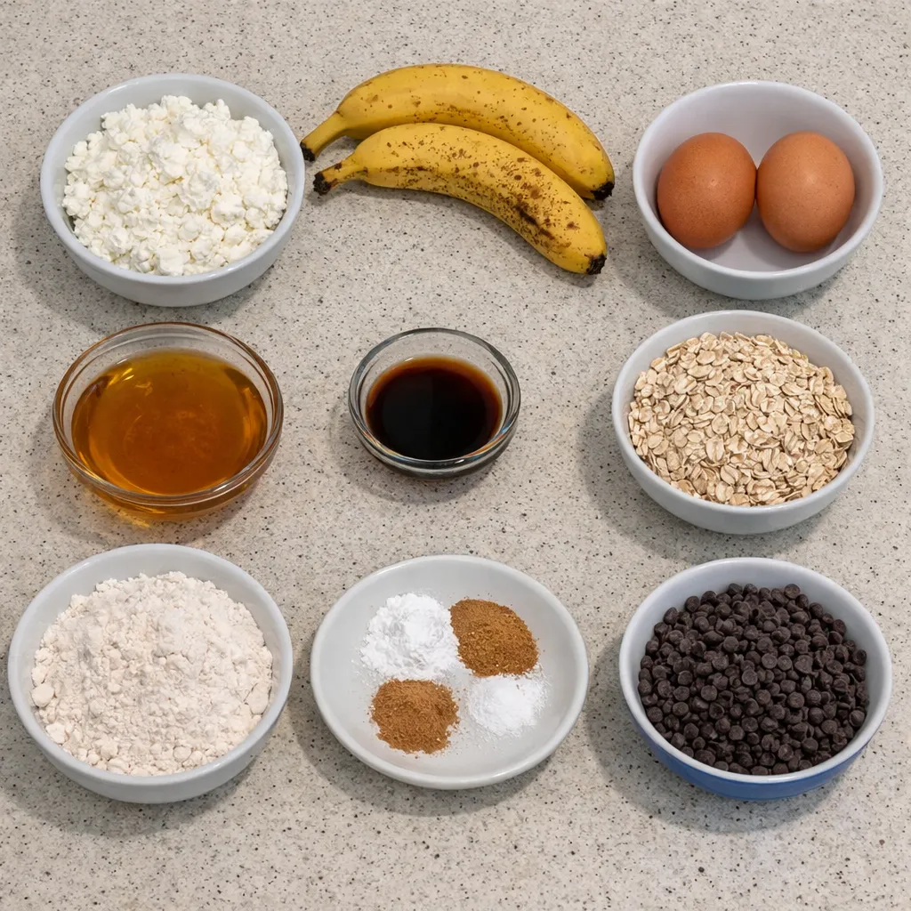 Banana Chocolate Chip Cottage Cheese Breakfast Cake Squares