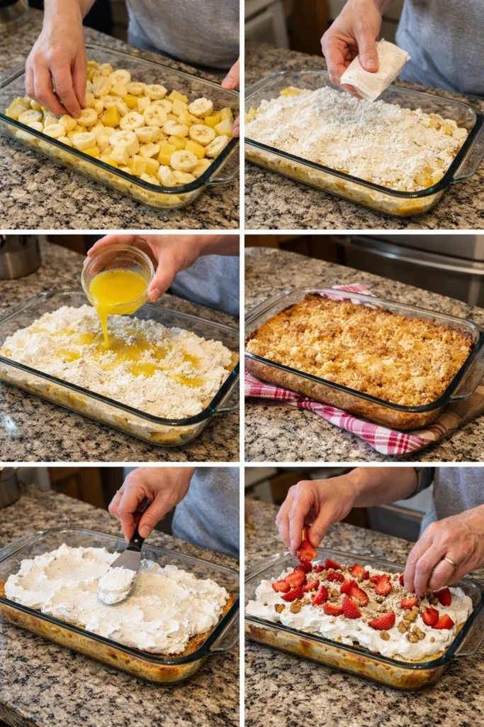 Delicious Banana Split Dump Cake – Quick, Creamy Party Dessert 8 Banana Split Dump Cake