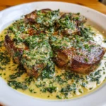 Boneless Beef Chops in Creamy Garlic Spinach Sauce