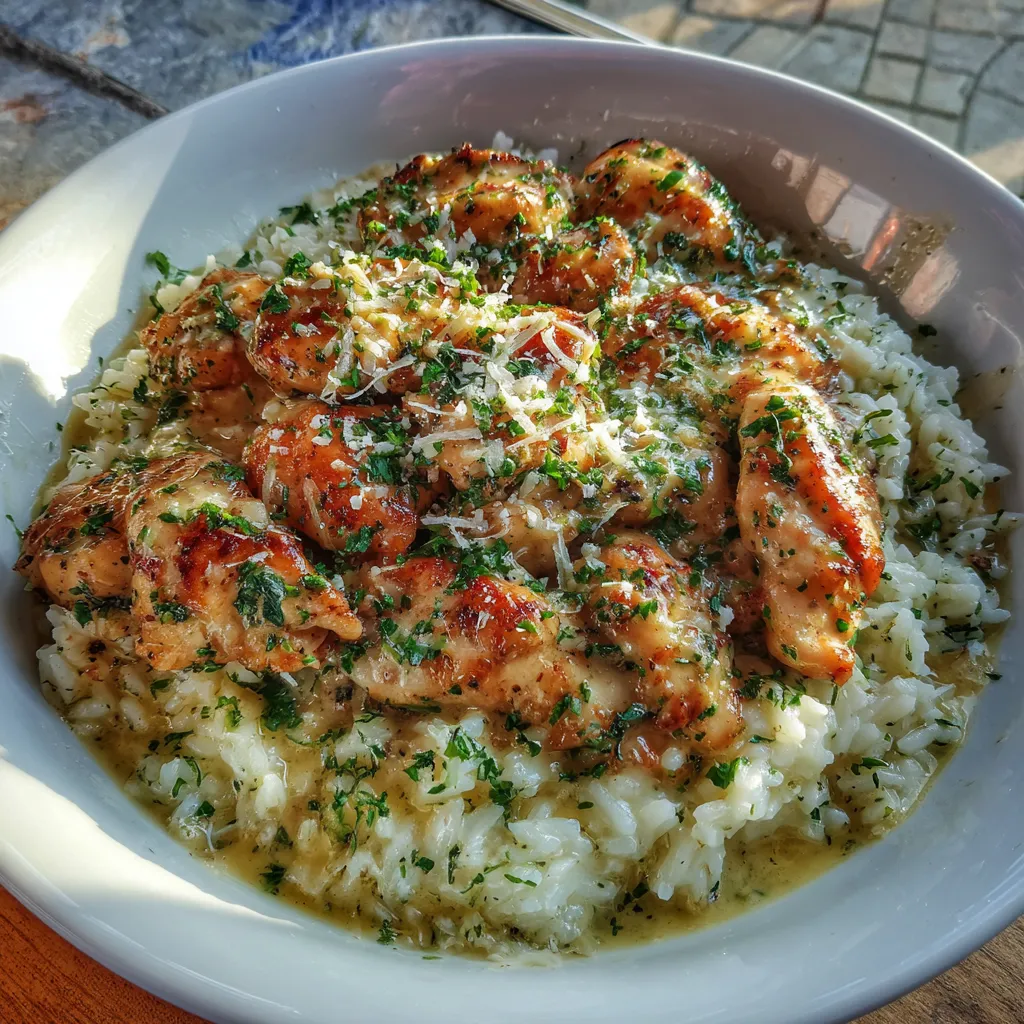 Chicken Scampi with Garlic Parmesan Rice